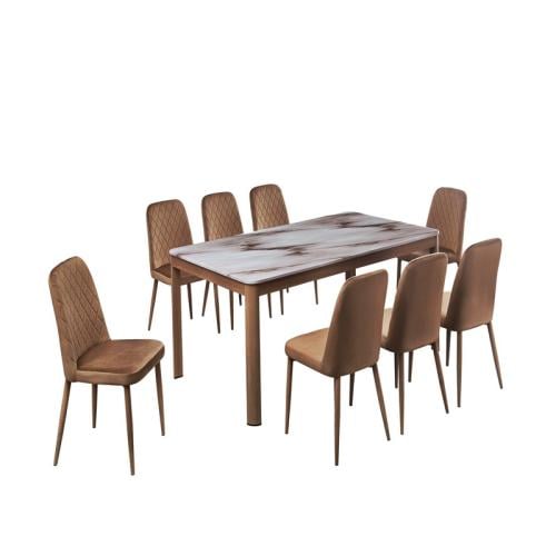 طاولة طعام مستطيلة رخام 8كراسي رقم M -010