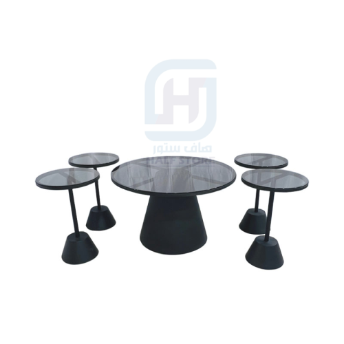 طقم طاولات كنب زجاج أسود 5قطع رقم 00185