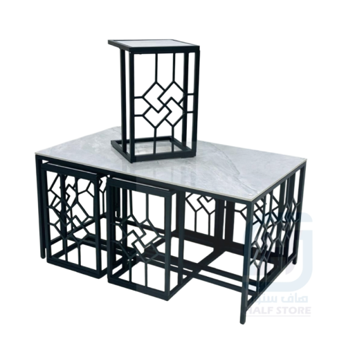 طقم طاولات كنب سيراميك رمادي 7 قطع رقم TL-05