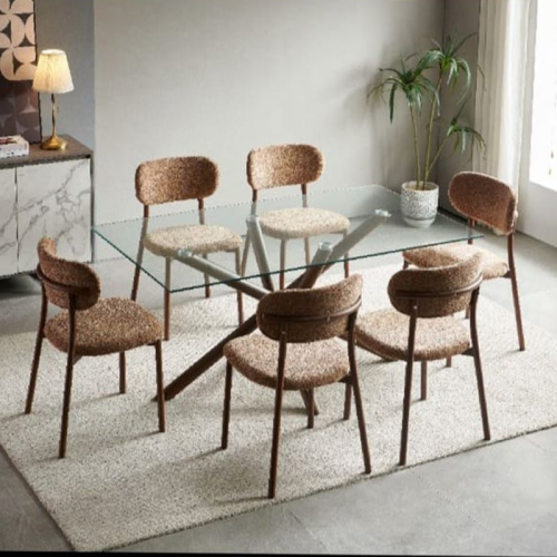 طاولة طعام زجاج دائري 6كراسي رقم 22C19