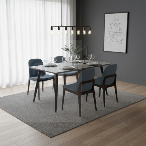 طاولة ضيافة مفرد خشب رمادي بقاعدة حديد رقم M-01