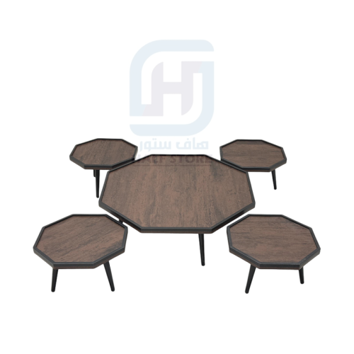 طقم طاولات ارضي خشب بني 5قطع رقم M332