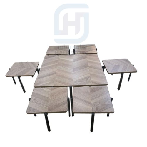 طقم طاولات أرضية خشب مربع 7قطع رقم 00050