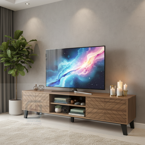 طاولة بلازما (تلفاز) خشب بني 2باب 2رف رقم 644-18
