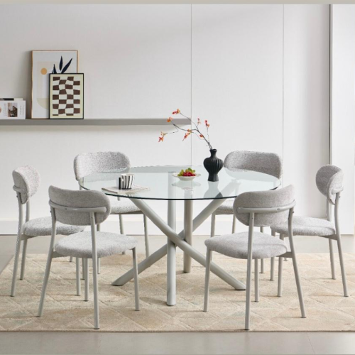 طاولة طعام زجاج دائري 6كراسي رقم 22C19