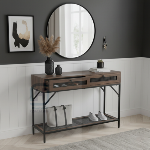 مدخل (كونسول) خشب بني بقاعدة حديد رقم 000180