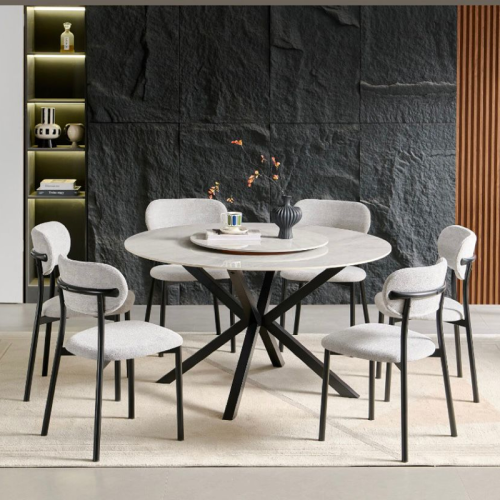 طاولة طعام سيراميك دائري 6كراسي هيكل حديد رقم 25C0...