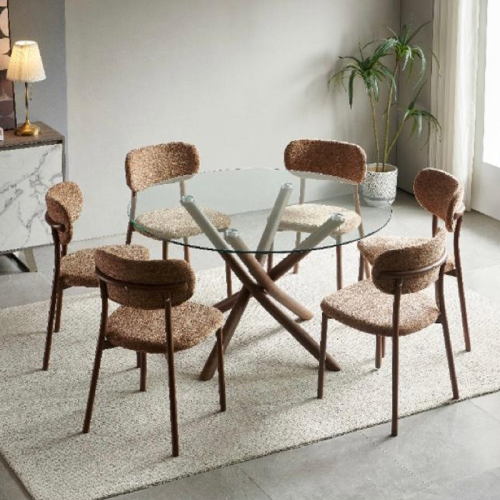طاولة طعام زجاج دائري 6كراسي رقم 22C19