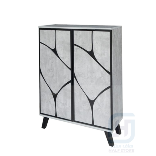 دولاب (جزامة) احذية خشب رمادي 2باب رقم WHM997