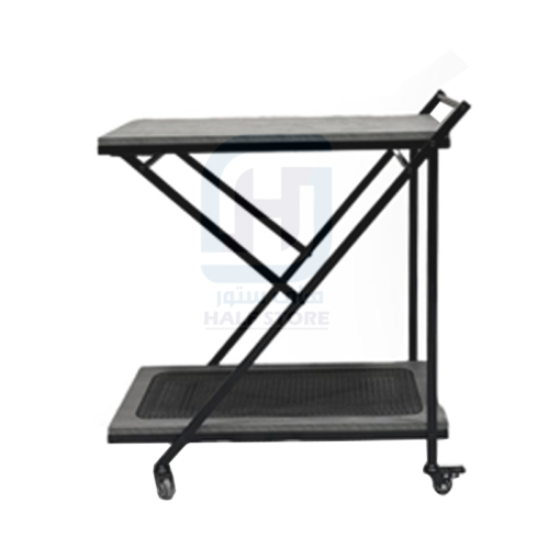 عربية تقديم خشب 2دور راتان رمادي رقم 0753GRAY