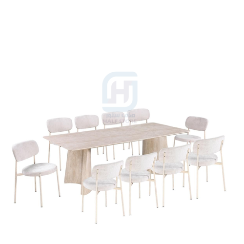 طاولة طعام خشب مستطيل قواعد خشب 10كراسي رقم M-037