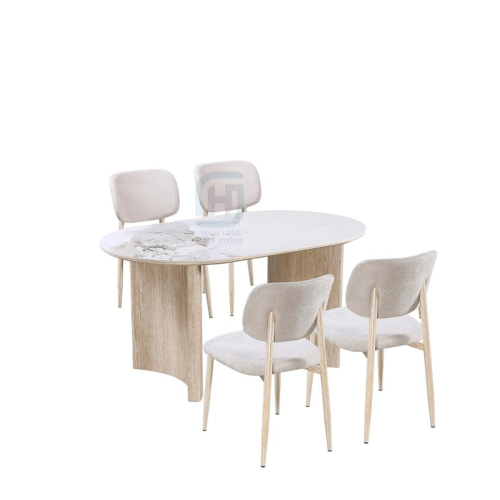 طقم طاولة طعام سيراميك بيضاوي قاعدة حديد 4كراسي رق...