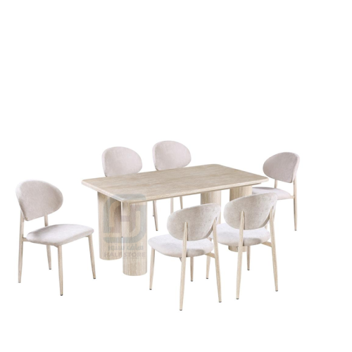 طقم طاولة طعام رخام مستطيل قاعدة حديد 6كراسي رقم M...