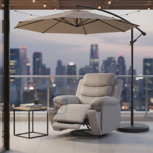 كرسي استرخاء هزاز دوار قماش رمادي فاتح رقم SF-17