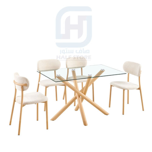 طاولة طعام زجاج مستطيل 4كراسي رقم 22C15