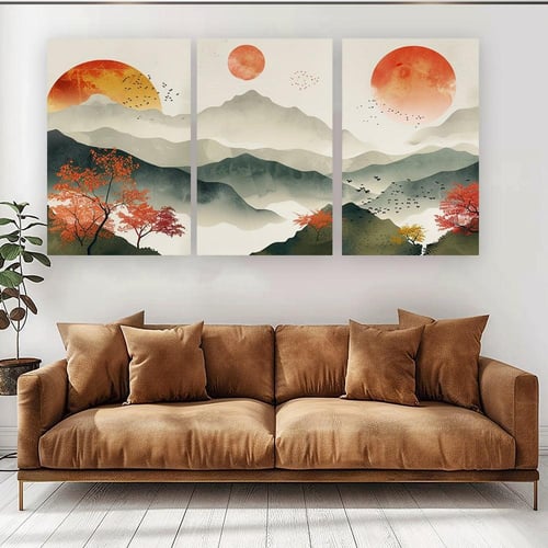 لوحة ثلاثية فن تجريدي تصميم عصري