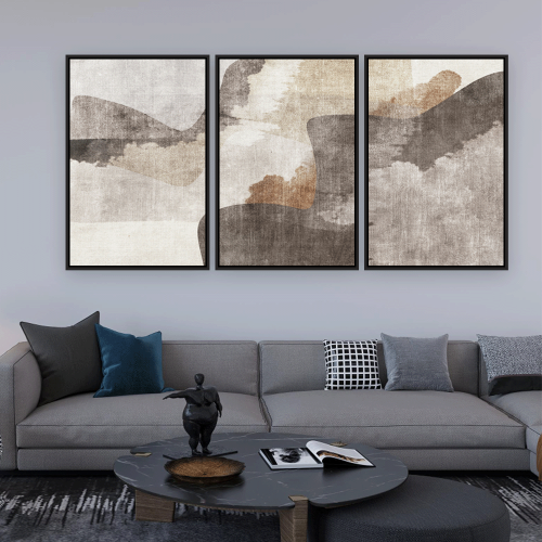 طقم من ثلاثة لوحات فن تجريدي تصميم عصري