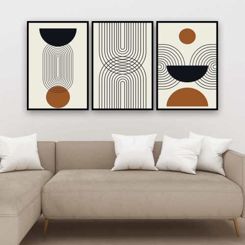 طقم من ثلاثة لوحات تصميم هندسي عصري