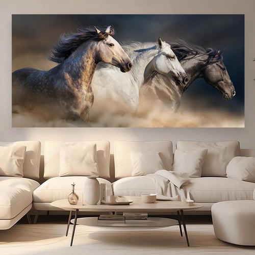 لوحة عرضية خيل تصميم عصري