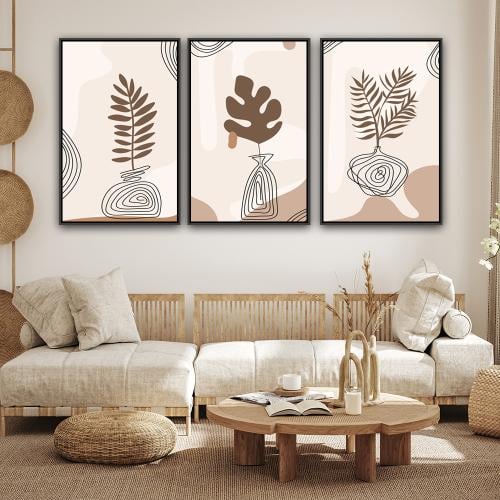 لوحة ثلاثية فن تجريدي تصميم عصري