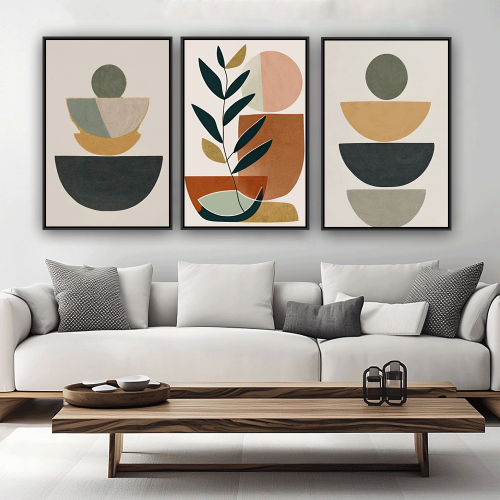 طقم من ثلاثة لوحات فن تجريدي تصميم عصري
