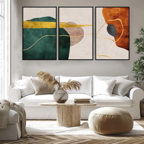 لوحة ثلاثية فن تجريدي تصميم عصري