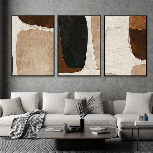 طقم من ثلاثة لوحات فن تجريدي مودرن آرت