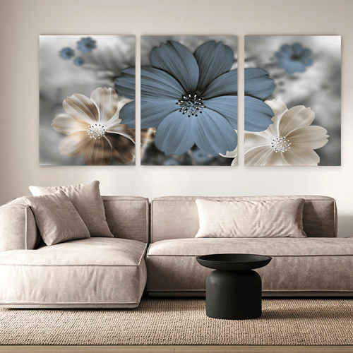 طقم من ثلاثة لوحات ورد بتصميم مودرن