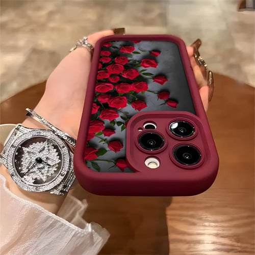 غلاف هاتف محمول بتصميم وردة حمراء