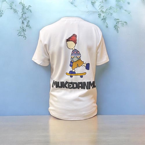 تيشيرت قصة عادية بطباعة من الامام والخلف