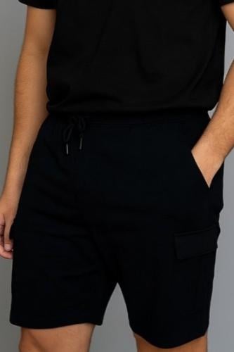 شورت قطن جيب أسود