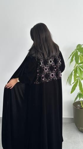 Black velvet embroidered from the back