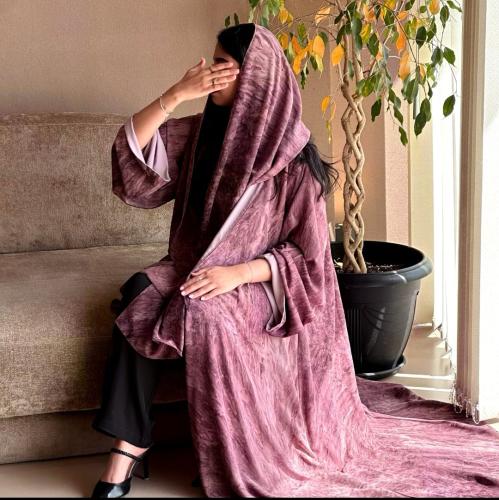 Abaya double face soft with crepe Lexus fabric and crinkled chiffon