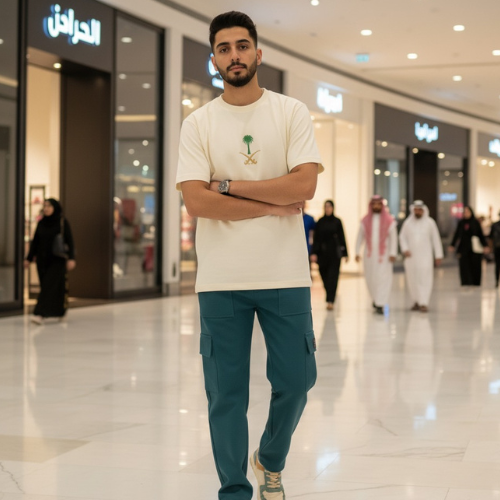تيشيرت Unisex بتطريز سيفين ونخلة