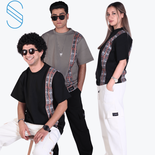 تيشيرت Unisex بتطريز خط جانبي