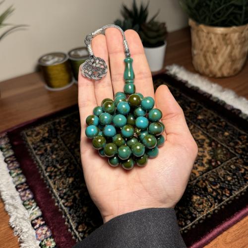 مسباح بكلايت أخضر مموج - طربزونه فضه