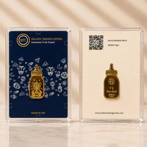 رضاعة ذهب بي تي سي عيار 24 بوزن 5 غرام
