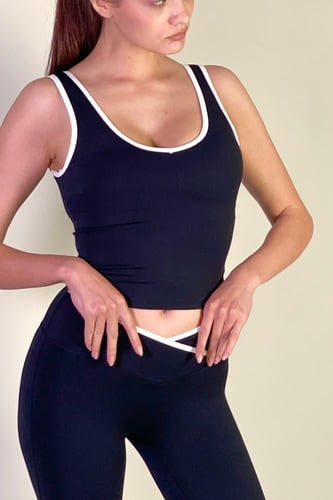 slay all day top - black