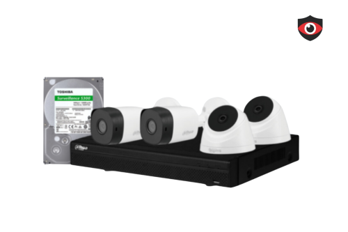 عدد 4 كاميرات 5 ميجـا دهوا - خارجية 20 متر مع جهاز...