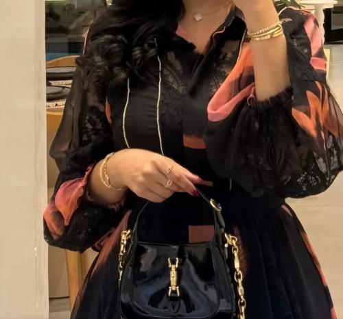 Black chiffon floral dress