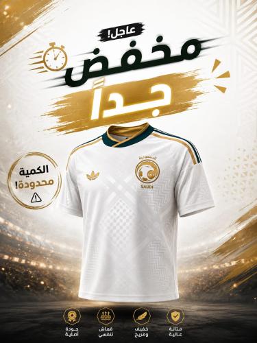 تيشيرت السعودية الابيض نسخة لاعبين مقاس 2xl