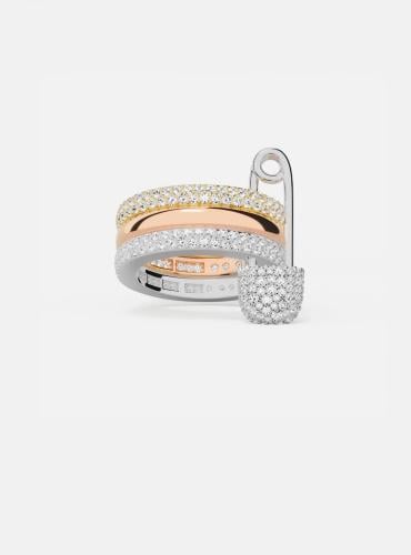 خاتم LOVE, SMILE, BONHEUR ثلاثي الحلقات بدبوس أمان...