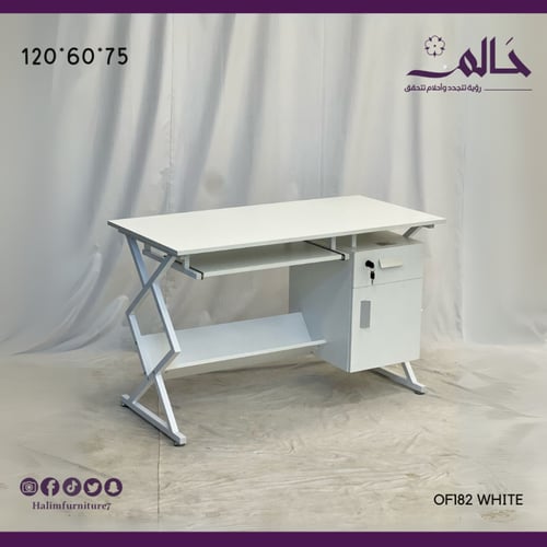 طاولة مكتب خشب ومعدن 120 سم – تصميم عملي مع رفوف و...