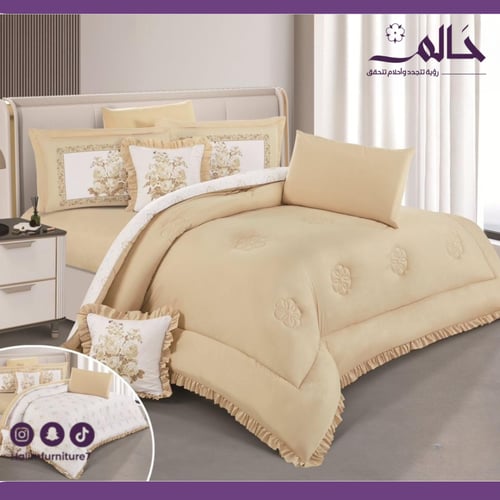 مفرش سرير فخم كورنيش للعرايس - 8 قطع