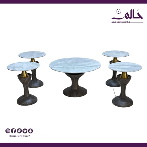 طقم طاولات ضيافة سيراميك 5 قطع