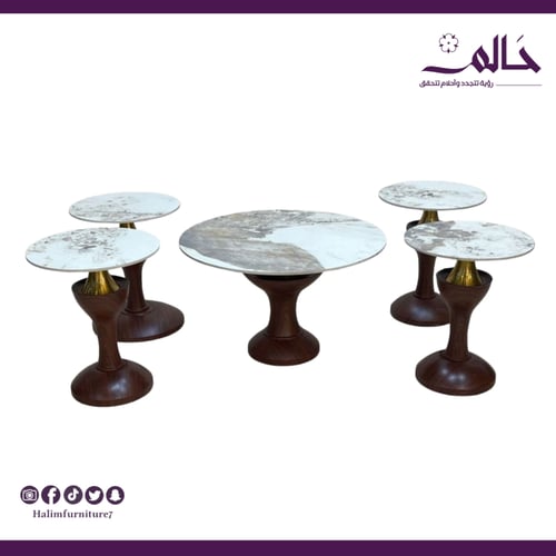 طقم طاولات ضيافة سيراميك 5 قطع