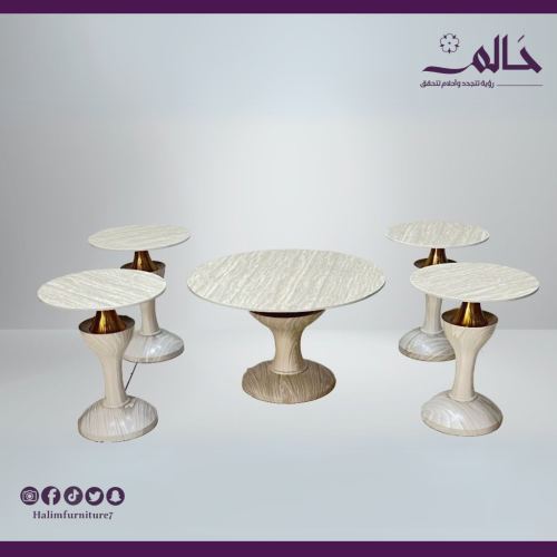 طقم طاولات ضيافة سيراميك 5 قطع