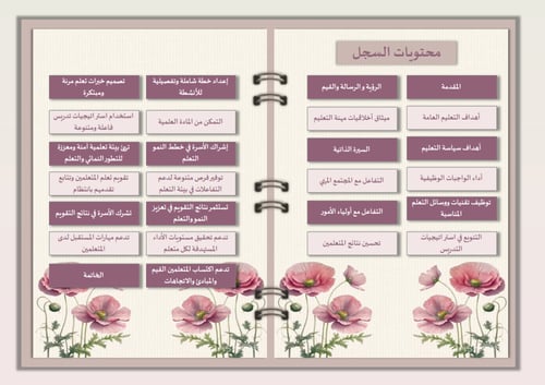سجل شواهد اداء رياض أطفال تصميم بيج ذو طابع انيق