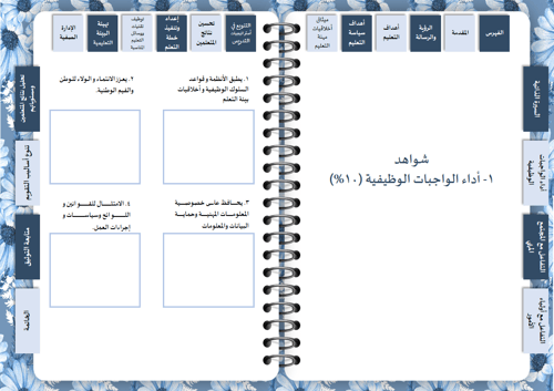 سجل توثيق شواهد اداء المعلم ( زهور أزرق )