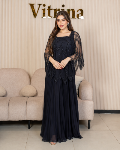 فستان سهرة ليل الشهب بكاب شراشيب